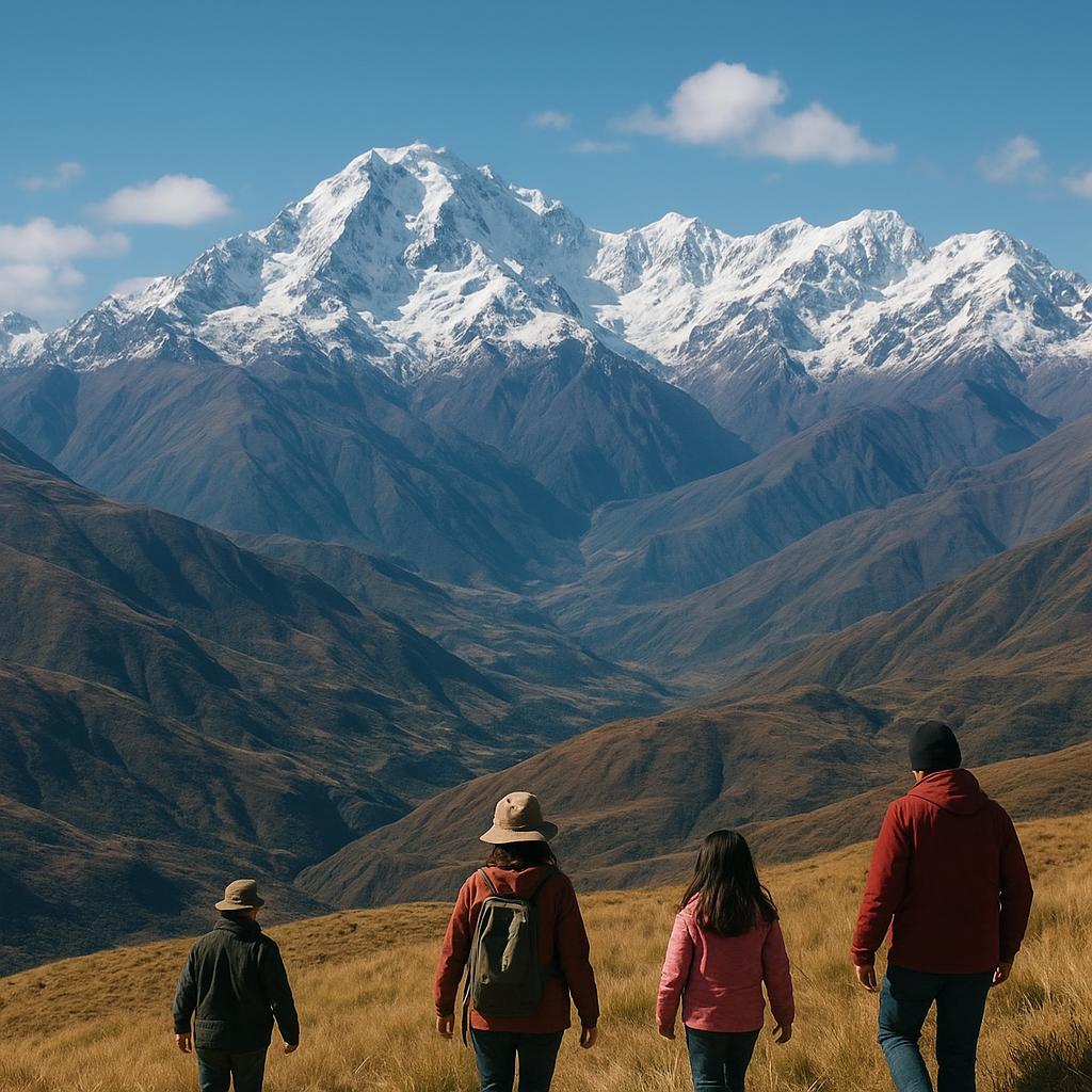 Snow-capped Andes mountains stretching across South America