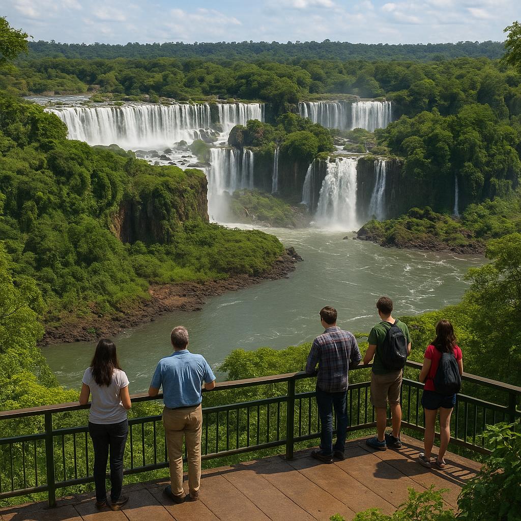Iguazú Falls surrounded by lush subtropical forest