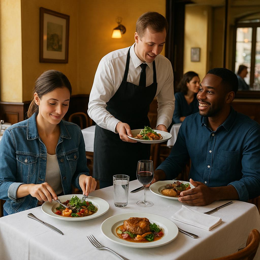 Table dressée dans un restaurant français