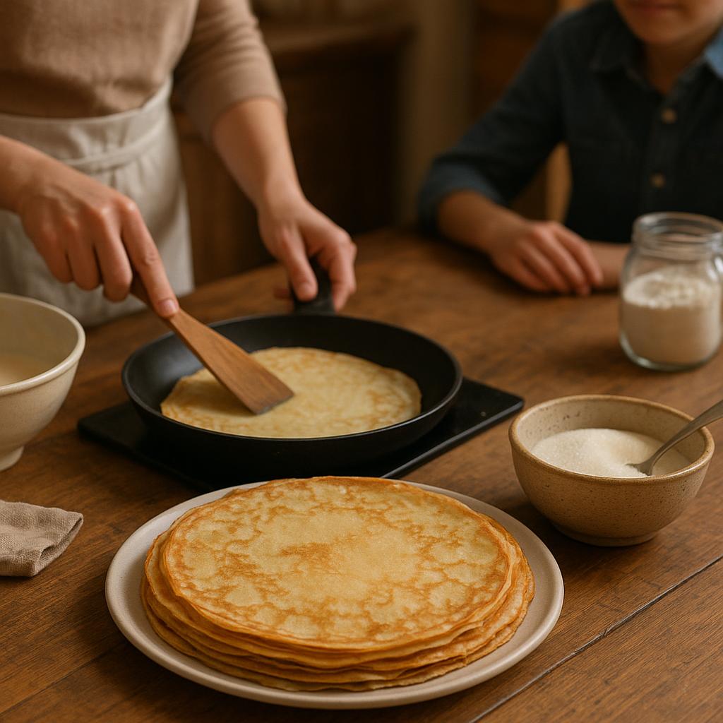French crêpes prepared for Chandeleur