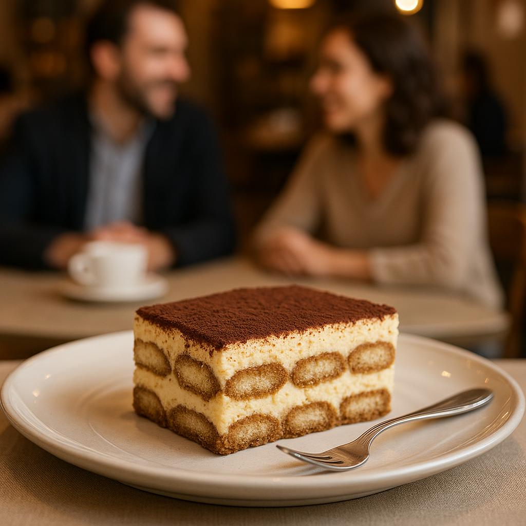 Tiramisù servito su un piatto elegante