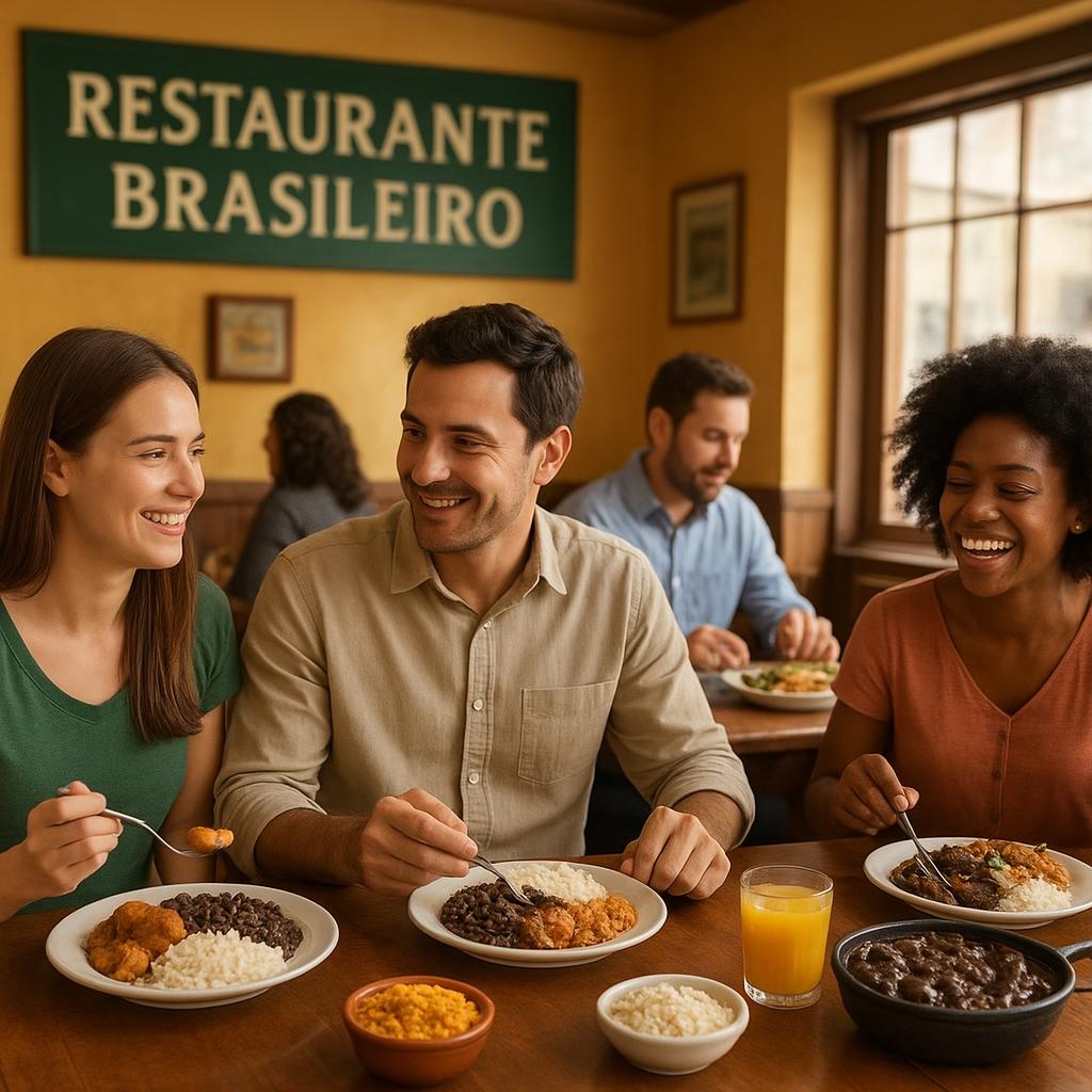 Restaurante brasileiro servindo pratos tradicionais