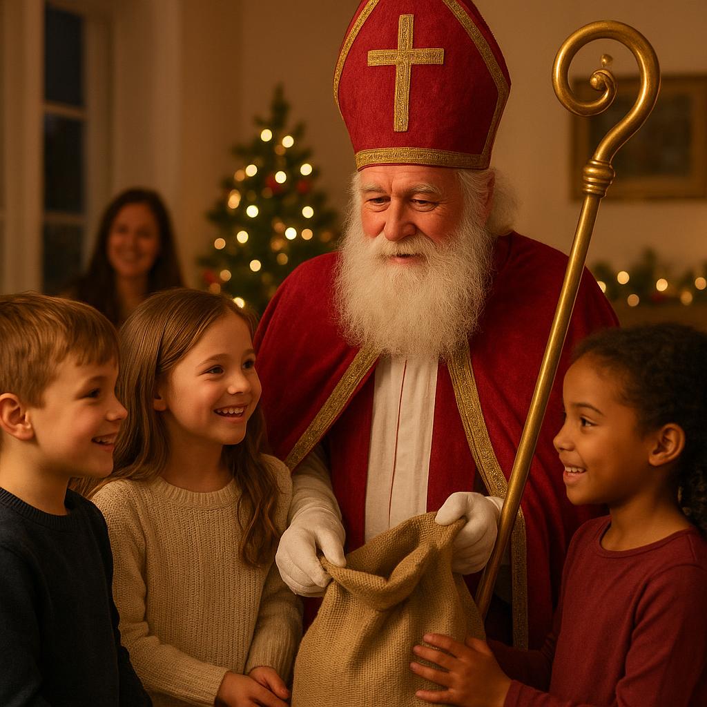 Traditional Saint Nicholas with children