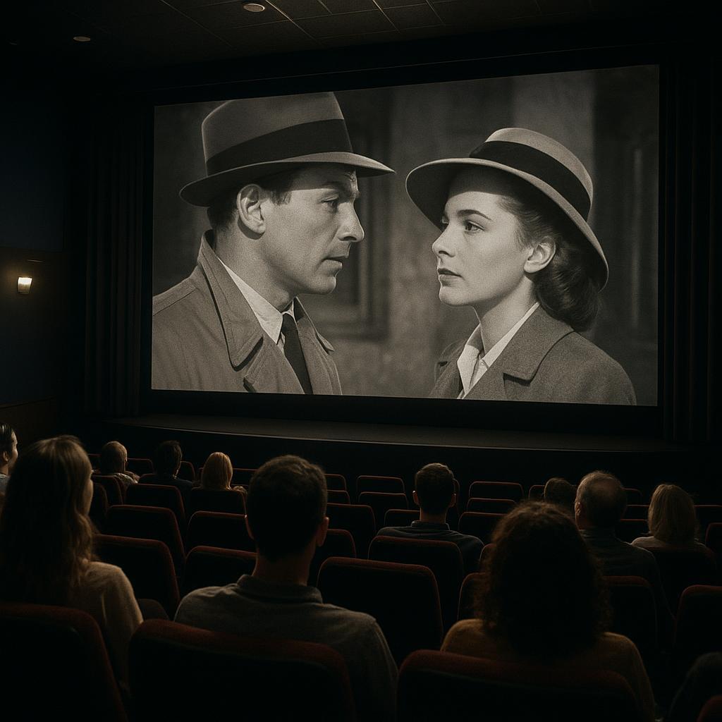 Cinema screen showing a classic German film