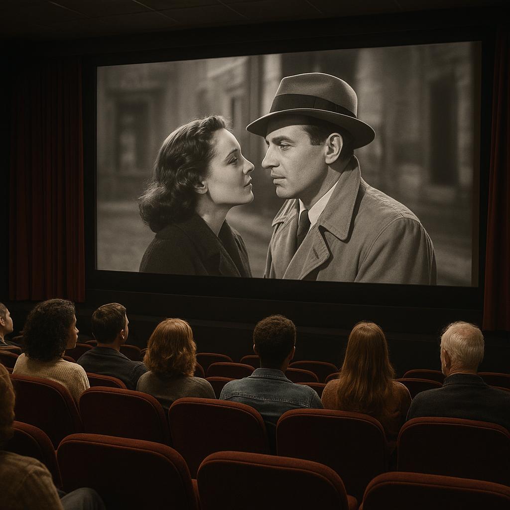Cinema screen showing a classic German film