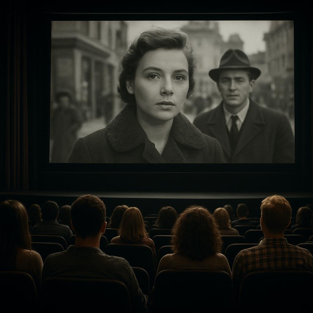 Cinema screen showing a classic German film