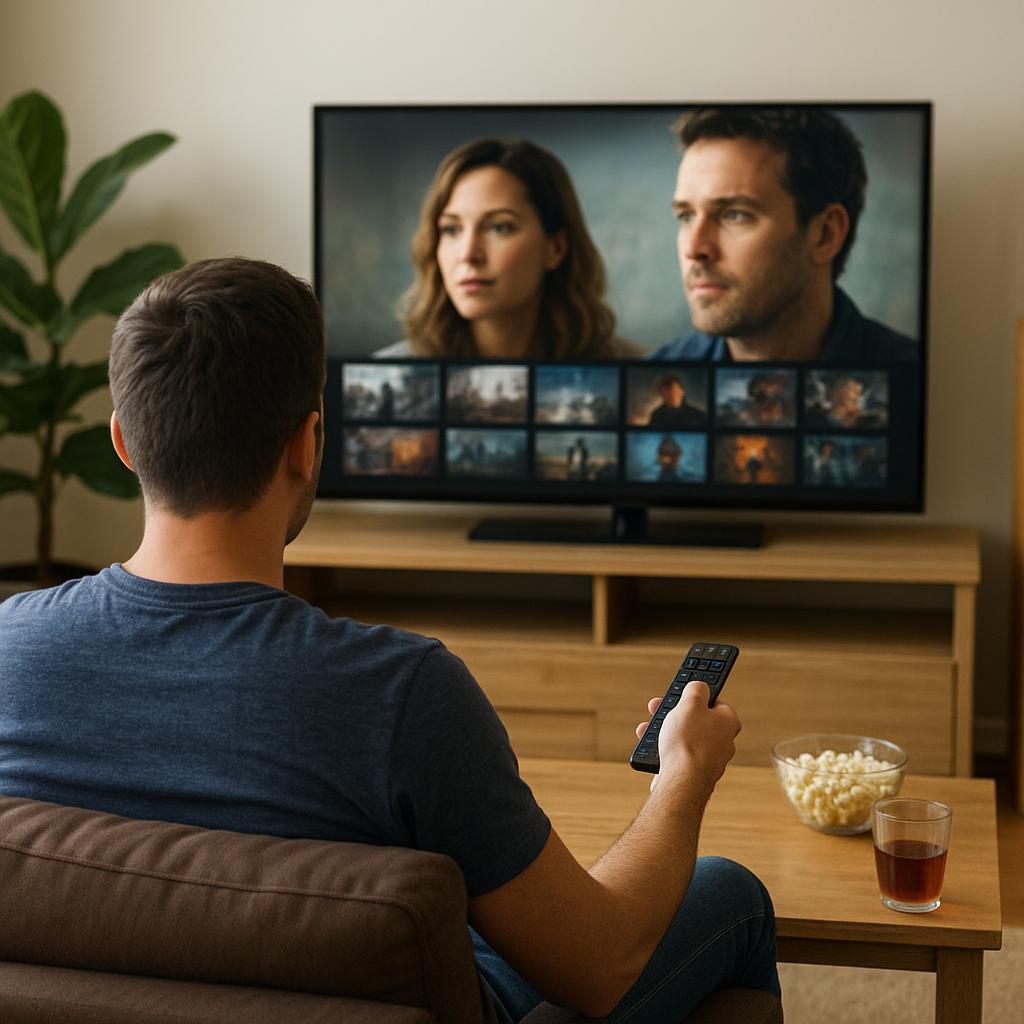 Person watching streaming content at home
