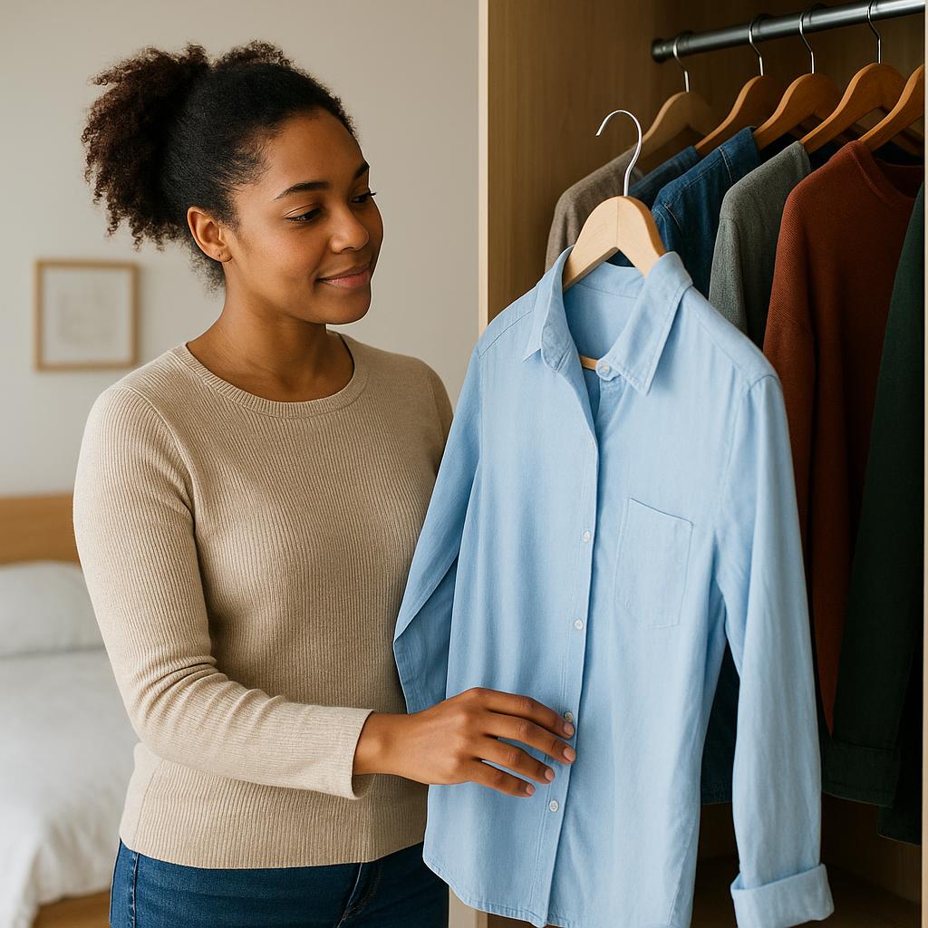 Person choosing clothes in a bedroom