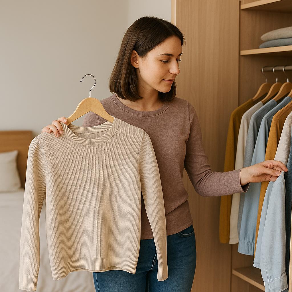 Person choosing clothes in a bedroom