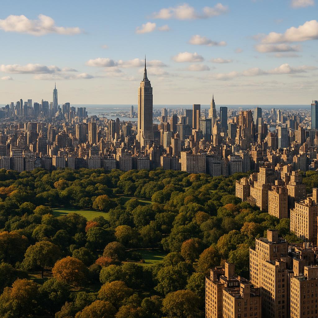 New York skyline with Central Park and surrounding buildings