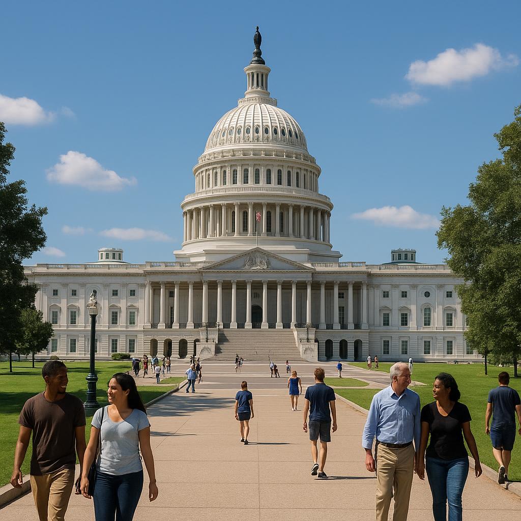 United States Capitol building on a sunny day