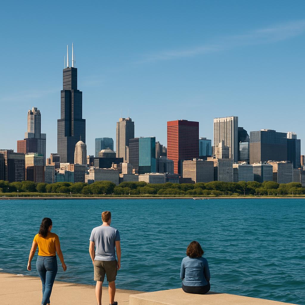 Chicago skyline viewed from Lake Michigan