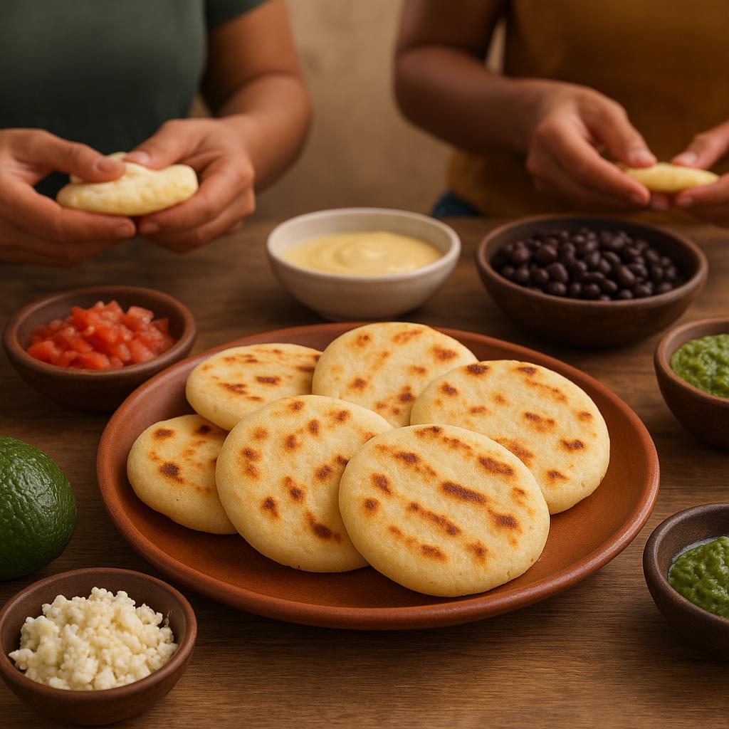 Freshly made arepas enjoyed as an everyday meal in Colombia and Venezuela