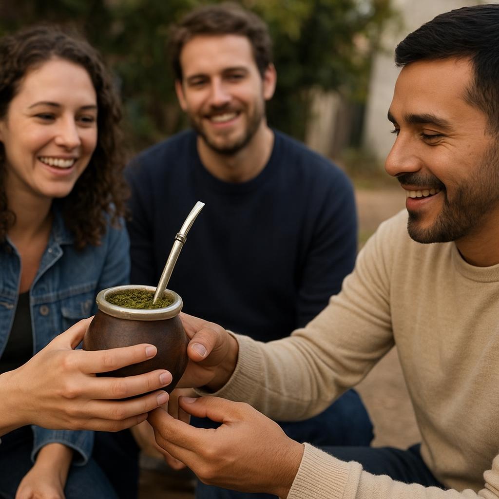 Traditional mate being shared among friends in Argentina