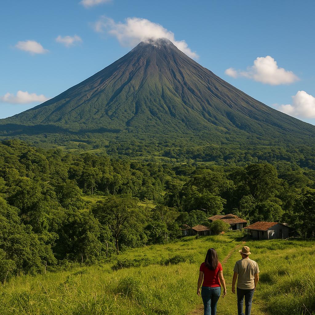 Volcano rising above the landscape in Central America