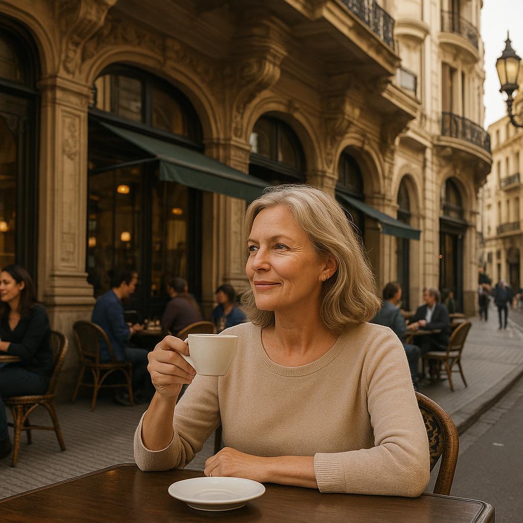 Elegant café and historic architecture in Buenos Aires