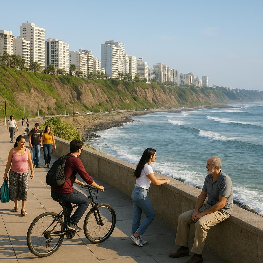 Daily life along the Pacific coast in Lima