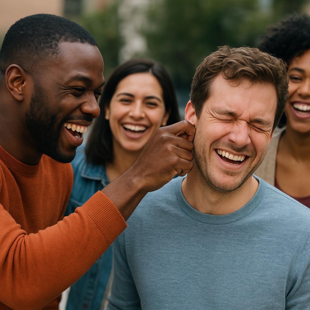 Friends joking with one another, illustrating tomar el pelo