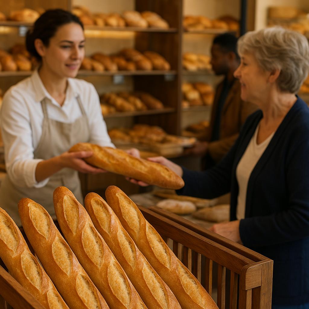 Baguettes fraîches dans une boulangerie française