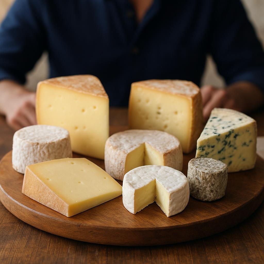 Plateau de différents fromages français