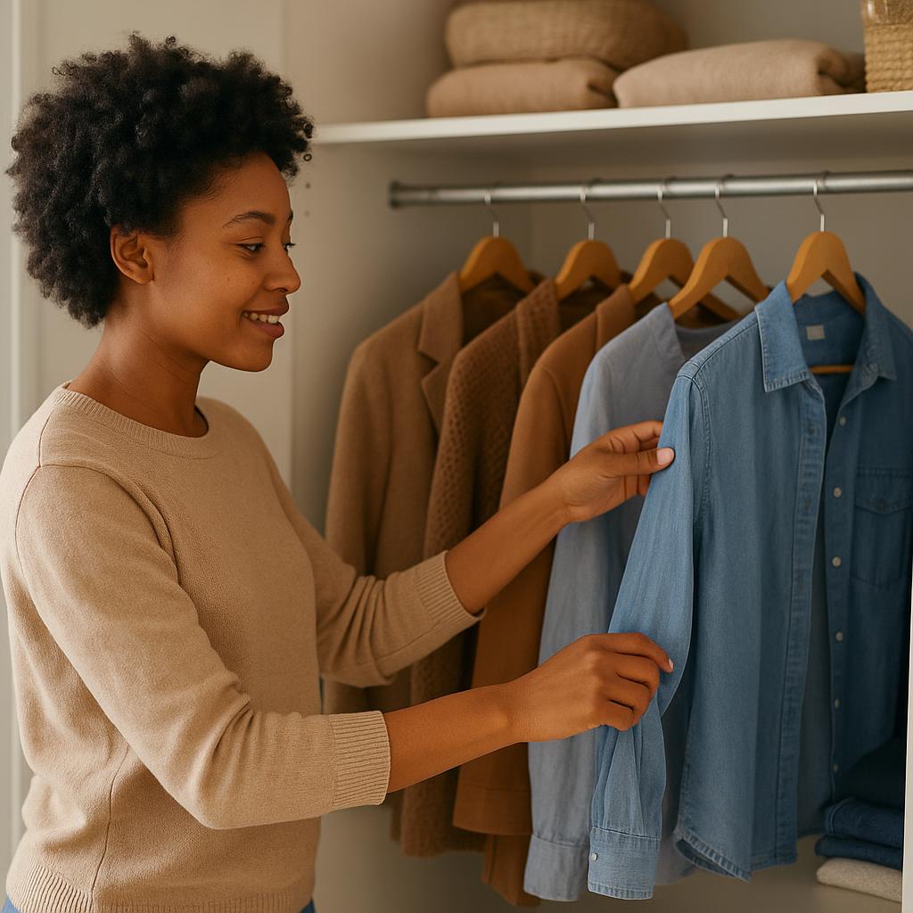 Personne choisissant ses vêtements devant une armoire