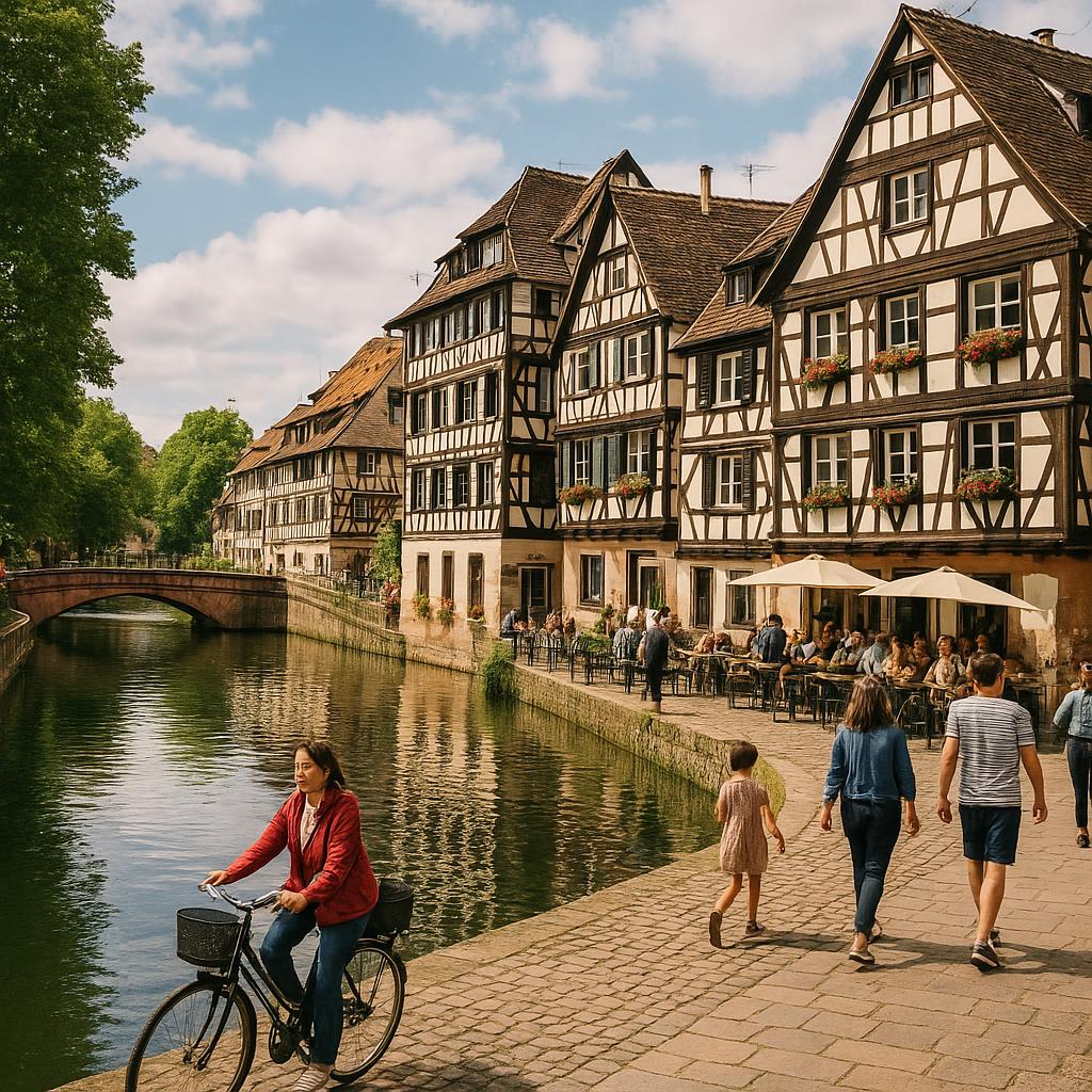 Canal bordé de maisons à colombages à Strasbourg