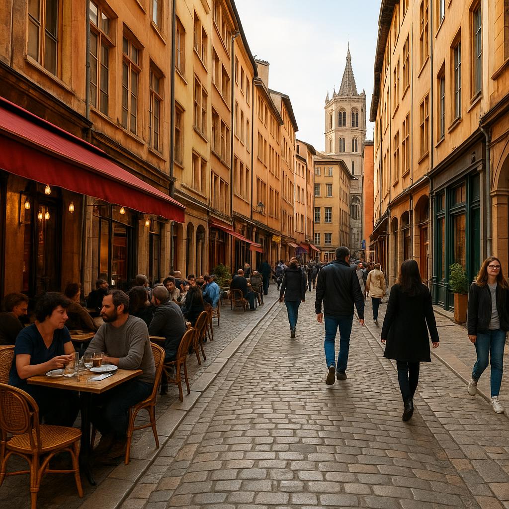 Historic streets and restaurants in Lyon