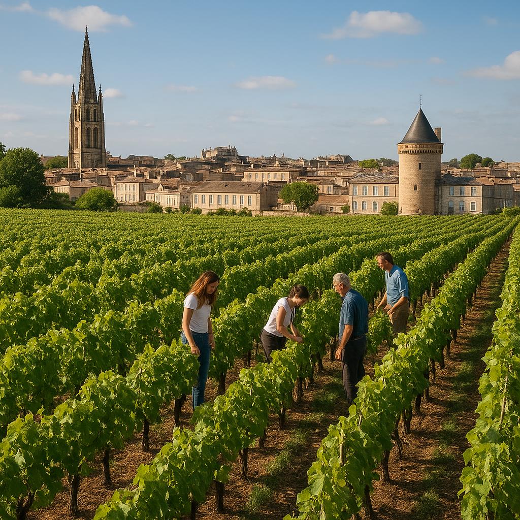 Vineyards and historic architecture in Bordeaux