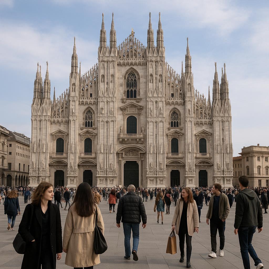 Piazza del Duomo con persone che passeggiano