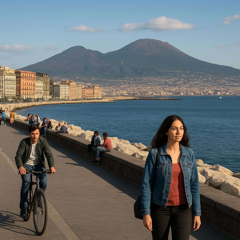 View of Naples with Mount Vesuvius in the background