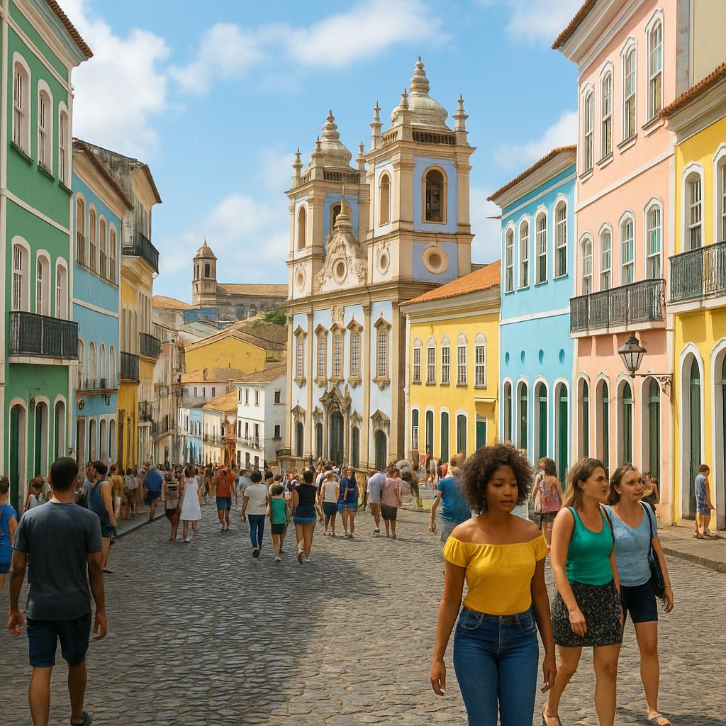Ruas coloridas do Pelourinho em Salvador