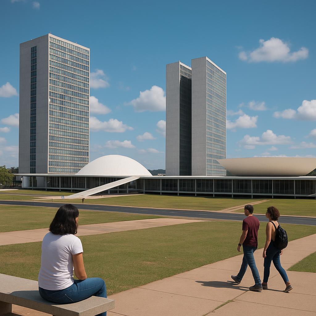 Edifícios modernos e amplos espaços de Brasília