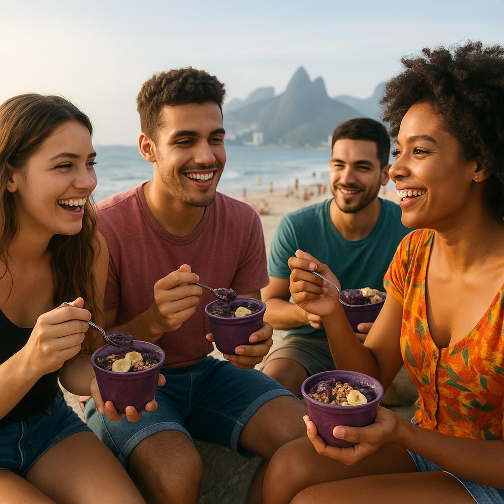 Açaí enjoyed as part of beach and everyday culture in Brazil