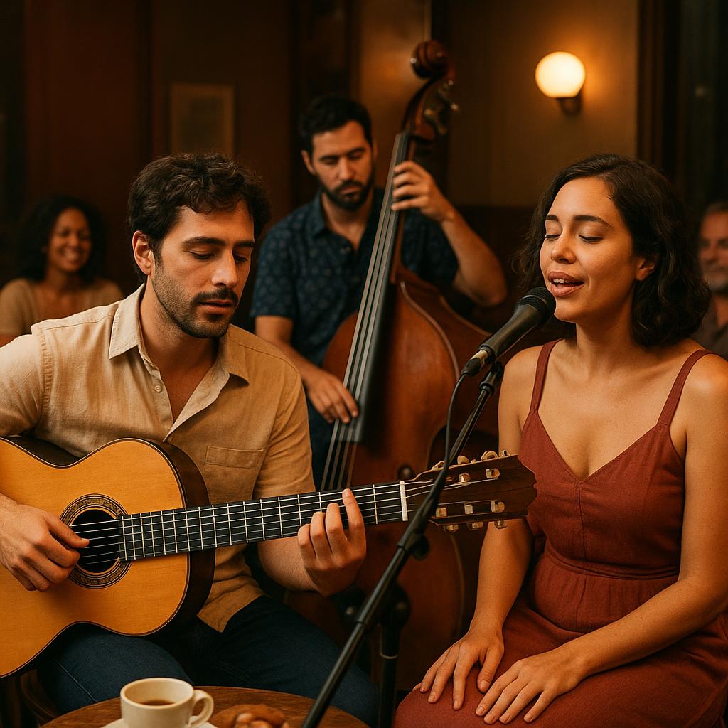 Bossa nova musicians performing in an intimate setting